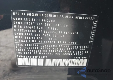 2023 Volkswagen Tiguan 2.0T Sel R-Line из США, поврежденный, VIN 3VV4B7AX1PM125629